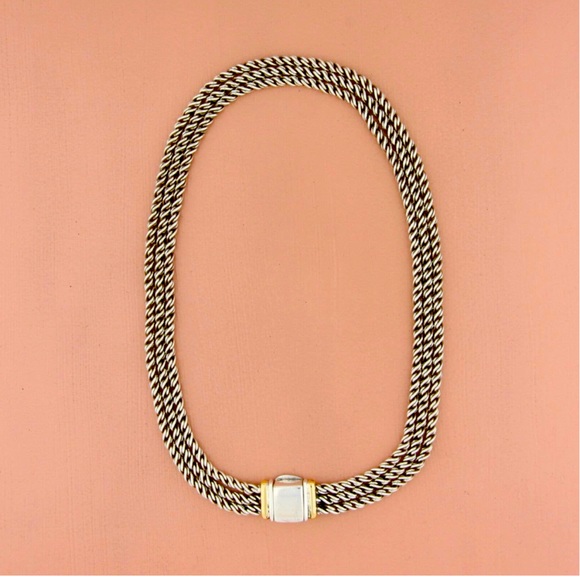 TIFFANY & CO 925 STERLING LAYERED 16” & 18kt gold triple strand necklace - Picture 2 of 16